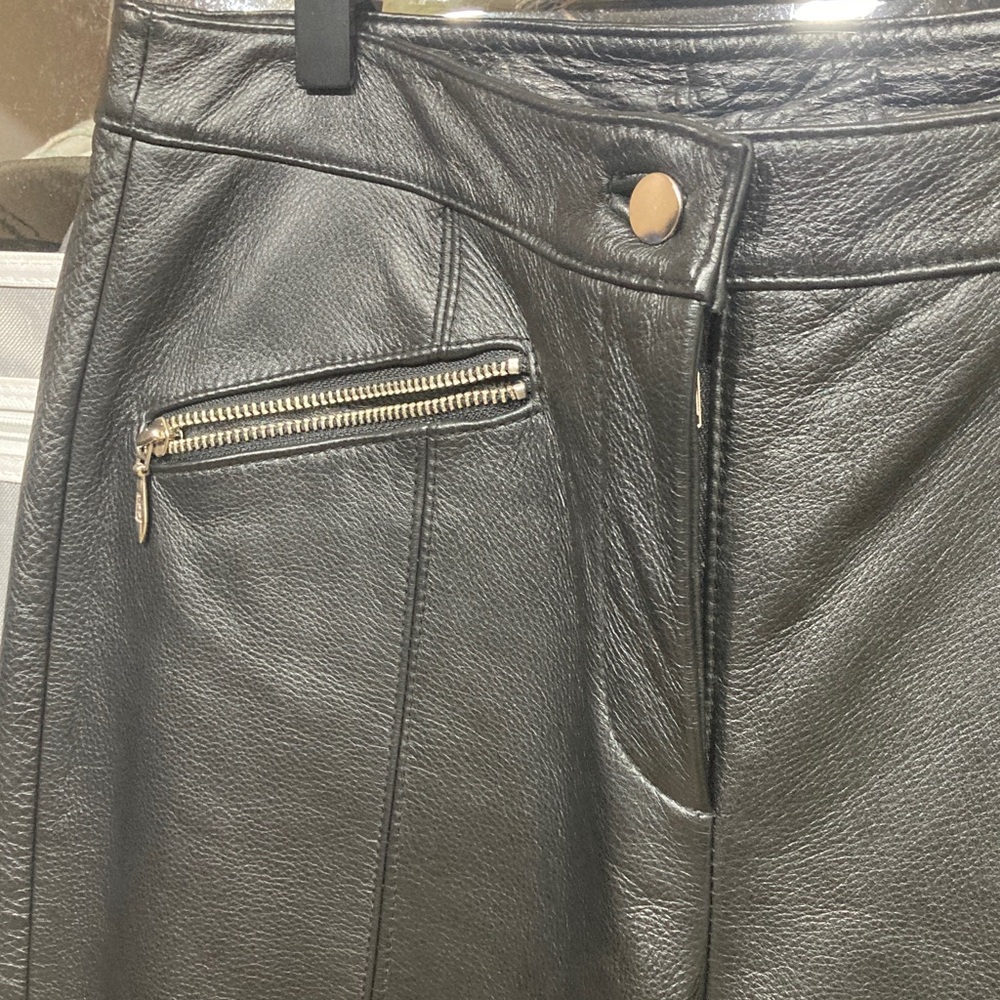 WILSON LEATHER Black Maxima Genuine Leather Moto Biker Pants Fully Lined Sz 10 - Picture 12 of 16
